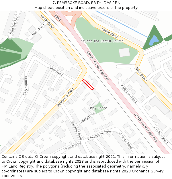 7, PEMBROKE ROAD, ERITH, DA8 1BN: Location map and indicative extent of plot