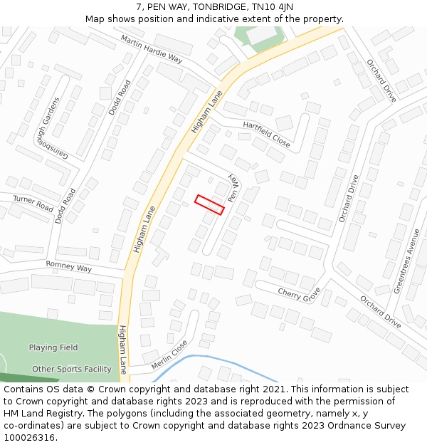 7, PEN WAY, TONBRIDGE, TN10 4JN: Location map and indicative extent of plot