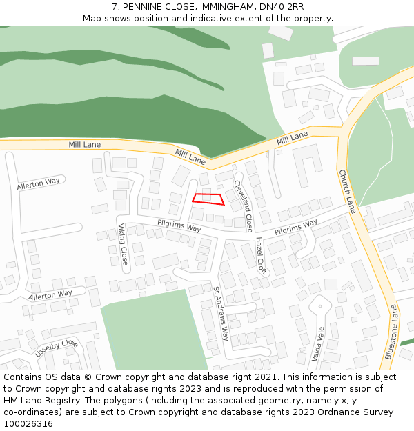 7, PENNINE CLOSE, IMMINGHAM, DN40 2RR: Location map and indicative extent of plot