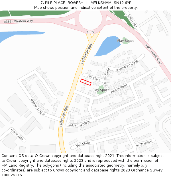 7, PILE PLACE, BOWERHILL, MELKSHAM, SN12 6YP: Location map and indicative extent of plot
