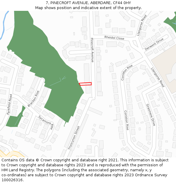 7, PINECROFT AVENUE, ABERDARE, CF44 0HY: Location map and indicative extent of plot