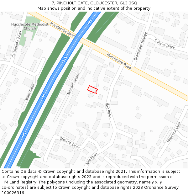 7, PINEHOLT GATE, GLOUCESTER, GL3 3SQ: Location map and indicative extent of plot