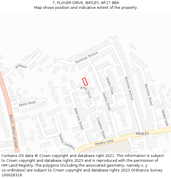 7, PLOVER DRIVE, BATLEY, WF17 8BA: Location map and indicative extent of plot