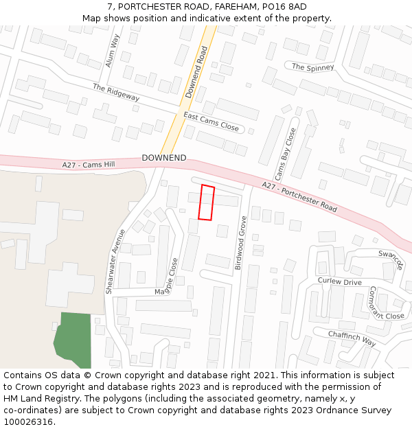 7, PORTCHESTER ROAD, FAREHAM, PO16 8AD: Location map and indicative extent of plot