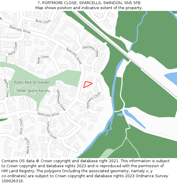 7, PORTMORE CLOSE, SPARCELLS, SWINDON, SN5 5FB: Location map and indicative extent of plot