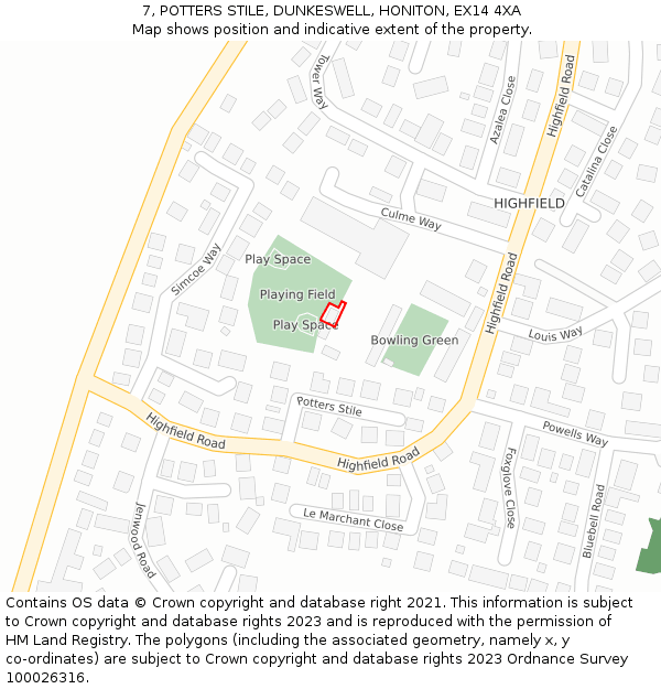 7, POTTERS STILE, DUNKESWELL, HONITON, EX14 4XA: Location map and indicative extent of plot