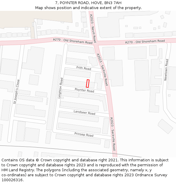 7, POYNTER ROAD, HOVE, BN3 7AH: Location map and indicative extent of plot