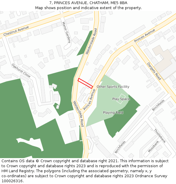 7, PRINCES AVENUE, CHATHAM, ME5 8BA: Location map and indicative extent of plot