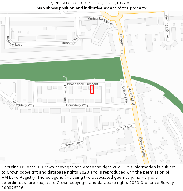 7, PROVIDENCE CRESCENT, HULL, HU4 6EF: Location map and indicative extent of plot