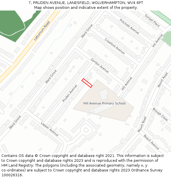 7, PRUDEN AVENUE, LANESFIELD, WOLVERHAMPTON, WV4 6PT: Location map and indicative extent of plot