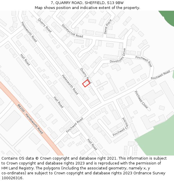 7, QUARRY ROAD, SHEFFIELD, S13 9BW: Location map and indicative extent of plot