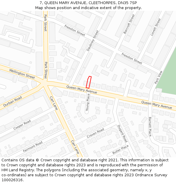 7, QUEEN MARY AVENUE, CLEETHORPES, DN35 7SP: Location map and indicative extent of plot