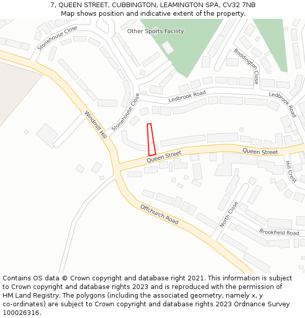 7, QUEEN STREET, CUBBINGTON, LEAMINGTON SPA, CV32 7NB: Location map and indicative extent of plot