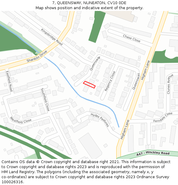 7, QUEENSWAY, NUNEATON, CV10 0DE: Location map and indicative extent of plot