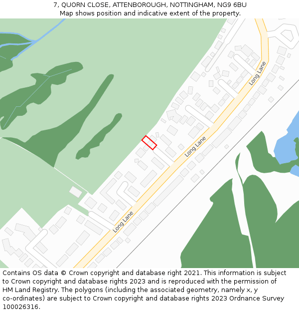 7, QUORN CLOSE, ATTENBOROUGH, NOTTINGHAM, NG9 6BU: Location map and indicative extent of plot