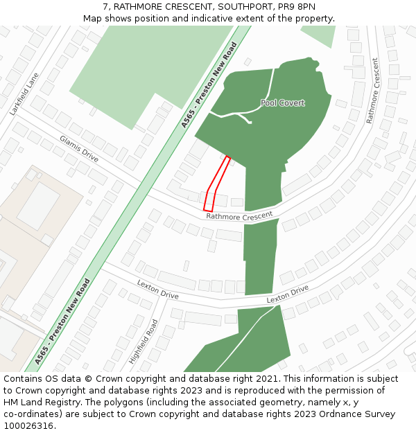 7, RATHMORE CRESCENT, SOUTHPORT, PR9 8PN: Location map and indicative extent of plot