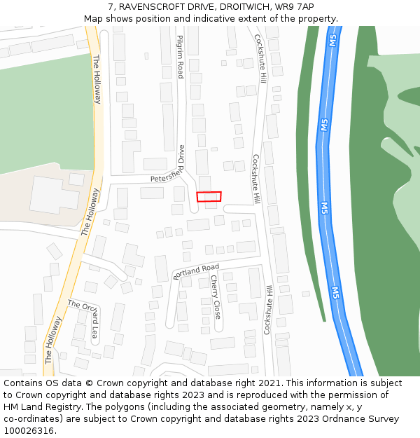 7, RAVENSCROFT DRIVE, DROITWICH, WR9 7AP: Location map and indicative extent of plot