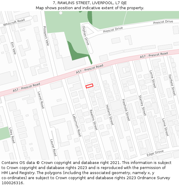 7, RAWLINS STREET, LIVERPOOL, L7 0JE: Location map and indicative extent of plot