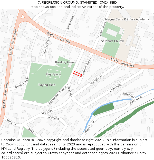 7, RECREATION GROUND, STANSTED, CM24 8BD: Location map and indicative extent of plot