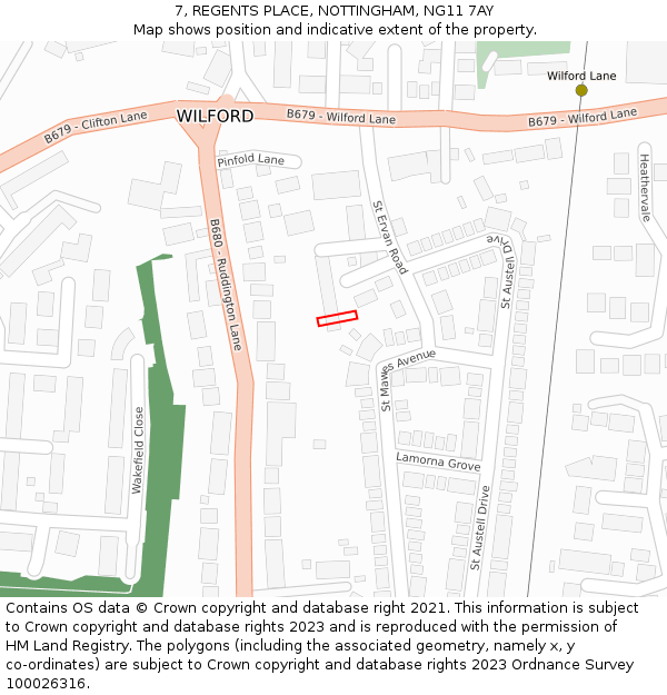 7, REGENTS PLACE, NOTTINGHAM, NG11 7AY: Location map and indicative extent of plot