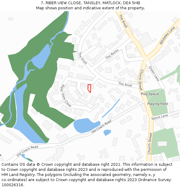 7, RIBER VIEW CLOSE, TANSLEY, MATLOCK, DE4 5HB: Location map and indicative extent of plot