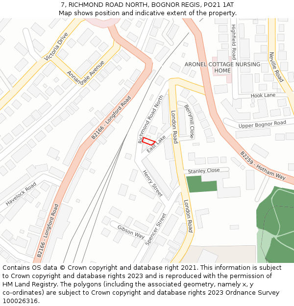 7, RICHMOND ROAD NORTH, BOGNOR REGIS, PO21 1AT: Location map and indicative extent of plot