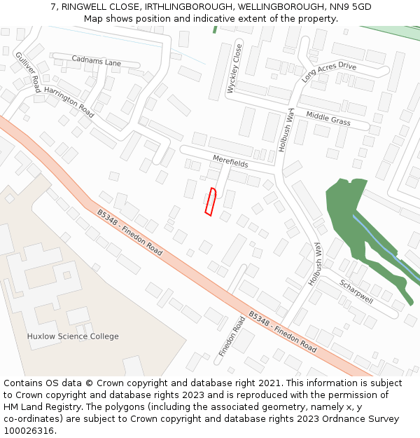 7, RINGWELL CLOSE, IRTHLINGBOROUGH, WELLINGBOROUGH, NN9 5GD: Location map and indicative extent of plot