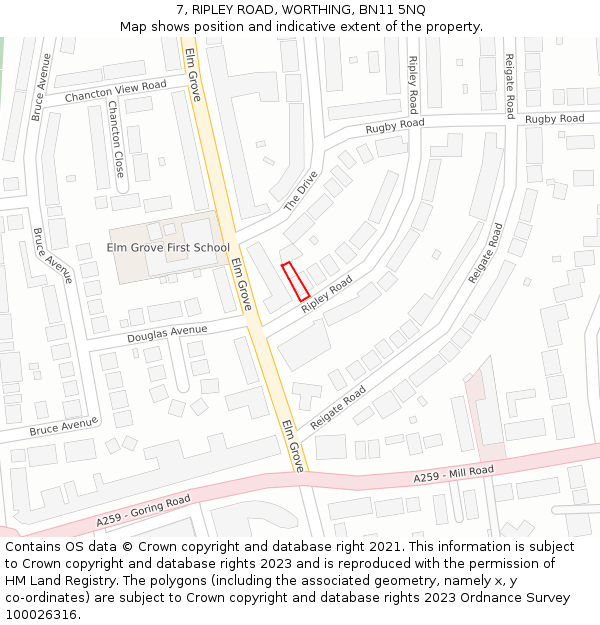 7, RIPLEY ROAD, WORTHING, BN11 5NQ: Location map and indicative extent of plot