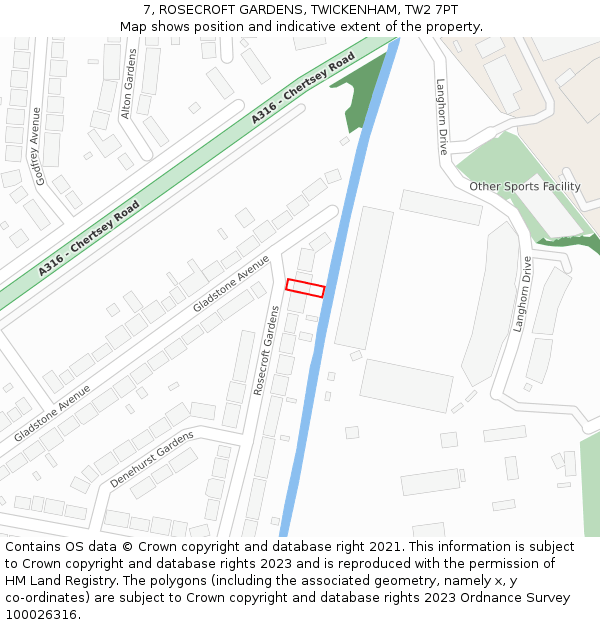 7, ROSECROFT GARDENS, TWICKENHAM, TW2 7PT: Location map and indicative extent of plot