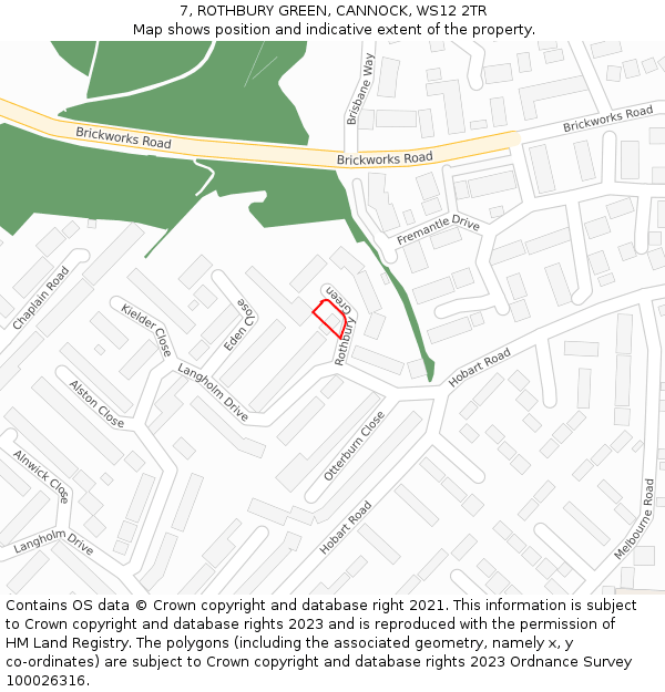 7, ROTHBURY GREEN, CANNOCK, WS12 2TR: Location map and indicative extent of plot