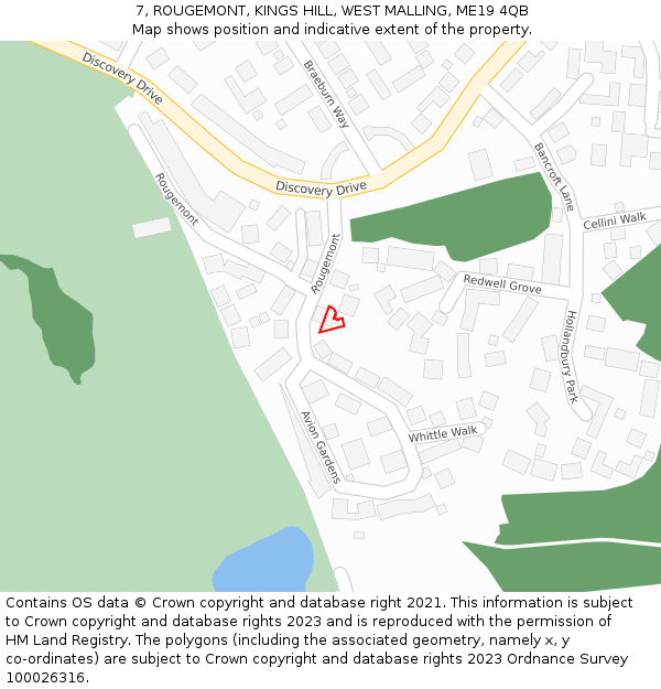 7, ROUGEMONT, KINGS HILL, WEST MALLING, ME19 4QB: Location map and indicative extent of plot