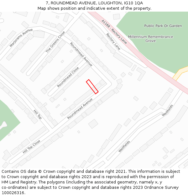 7, ROUNDMEAD AVENUE, LOUGHTON, IG10 1QA: Location map and indicative extent of plot