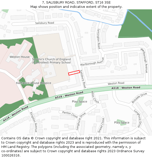 7, SALISBURY ROAD, STAFFORD, ST16 3SE: Location map and indicative extent of plot