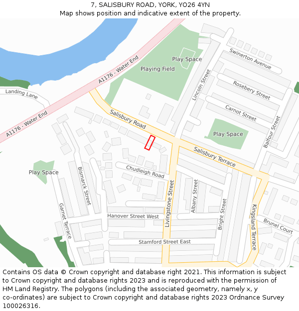 7, SALISBURY ROAD, YORK, YO26 4YN: Location map and indicative extent of plot