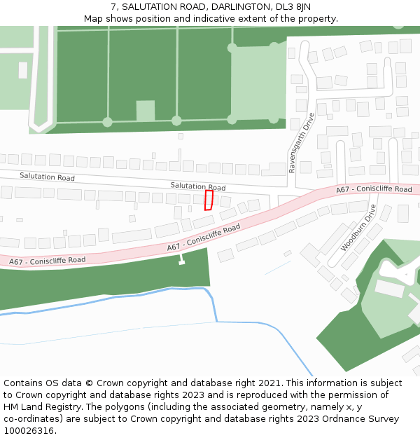 7, SALUTATION ROAD, DARLINGTON, DL3 8JN: Location map and indicative extent of plot