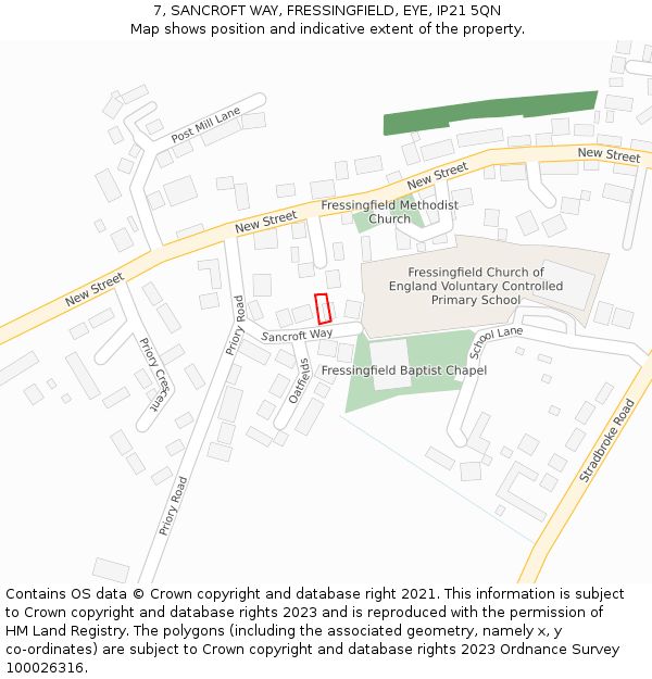7, SANCROFT WAY, FRESSINGFIELD, EYE, IP21 5QN: Location map and indicative extent of plot