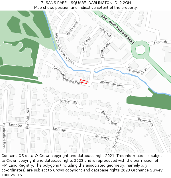 7, SANS PAREIL SQUARE, DARLINGTON, DL2 2GH: Location map and indicative extent of plot