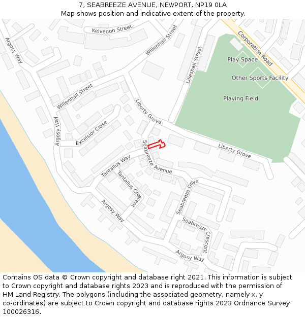7, SEABREEZE AVENUE, NEWPORT, NP19 0LA: Location map and indicative extent of plot