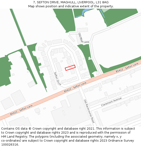7, SEFTON DRIVE, MAGHULL, LIVERPOOL, L31 8AG: Location map and indicative extent of plot