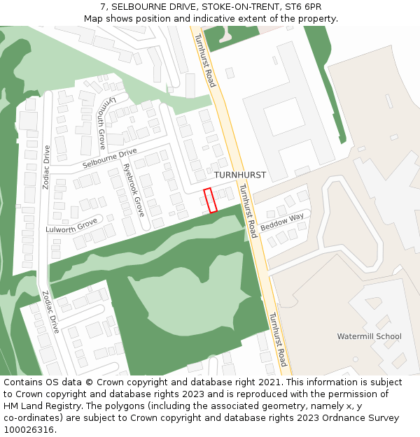 7, SELBOURNE DRIVE, STOKE-ON-TRENT, ST6 6PR: Location map and indicative extent of plot