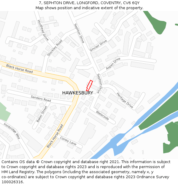 7, SEPHTON DRIVE, LONGFORD, COVENTRY, CV6 6QY: Location map and indicative extent of plot