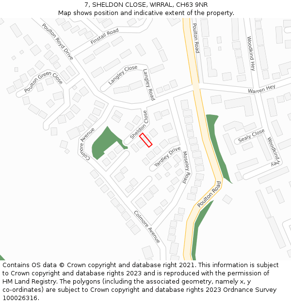 7, SHELDON CLOSE, WIRRAL, CH63 9NR: Location map and indicative extent of plot