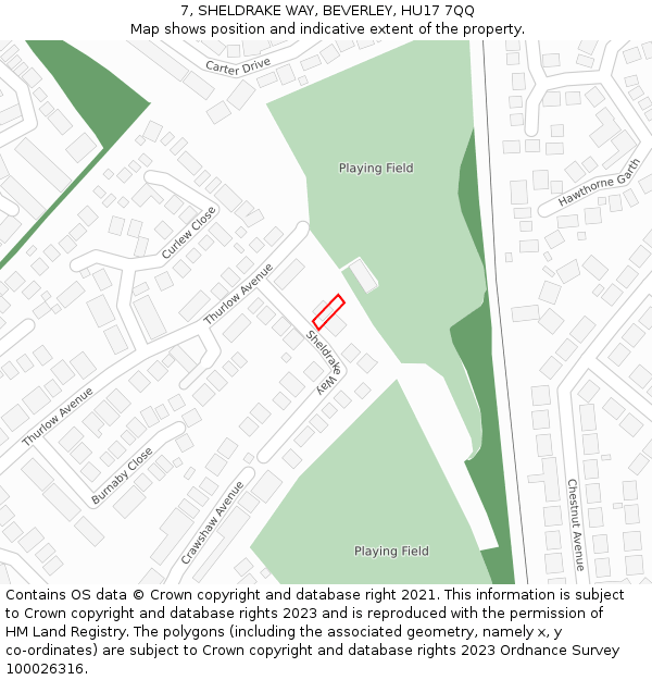 7, SHELDRAKE WAY, BEVERLEY, HU17 7QQ: Location map and indicative extent of plot