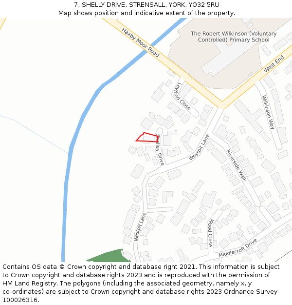 7, SHELLY DRIVE, STRENSALL, YORK, YO32 5RU: Location map and indicative extent of plot