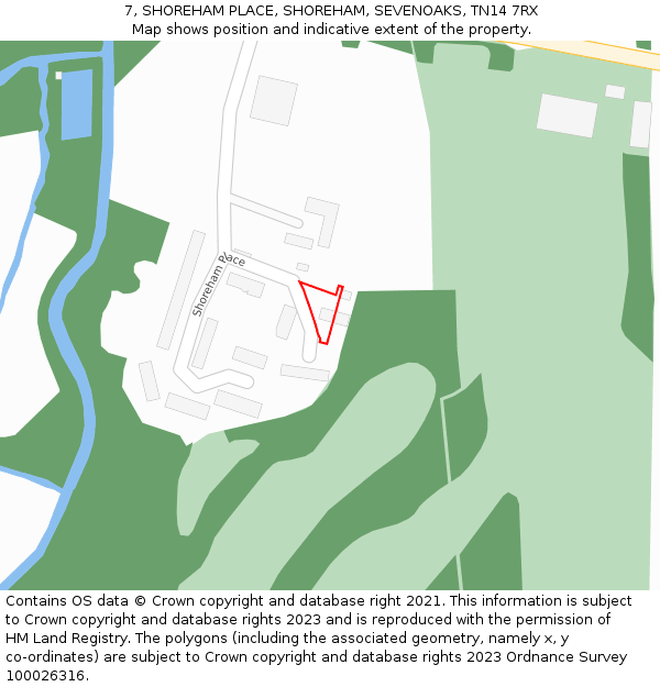 7, SHOREHAM PLACE, SHOREHAM, SEVENOAKS, TN14 7RX: Location map and indicative extent of plot