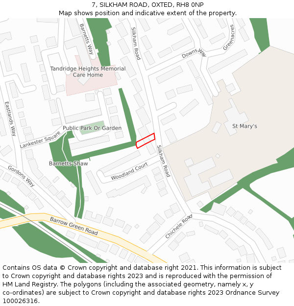 7, SILKHAM ROAD, OXTED, RH8 0NP: Location map and indicative extent of plot