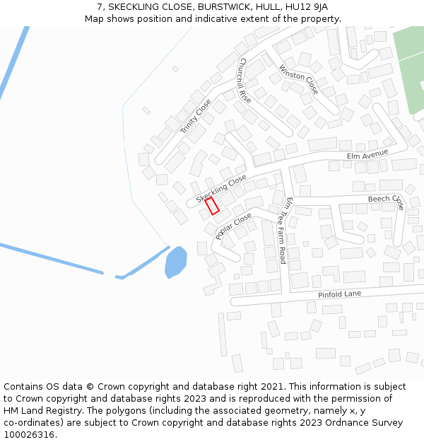 7, SKECKLING CLOSE, BURSTWICK, HULL, HU12 9JA: Location map and indicative extent of plot