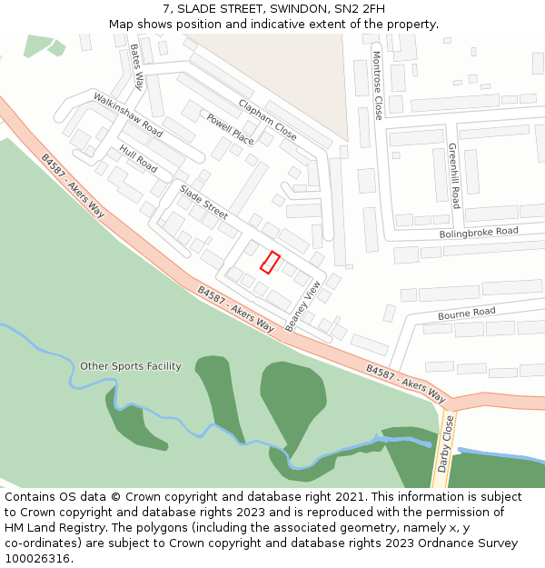 7, SLADE STREET, SWINDON, SN2 2FH: Location map and indicative extent of plot