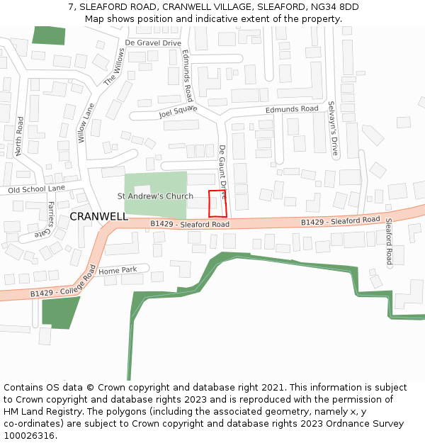 7, SLEAFORD ROAD, CRANWELL VILLAGE, SLEAFORD, NG34 8DD: Location map and indicative extent of plot