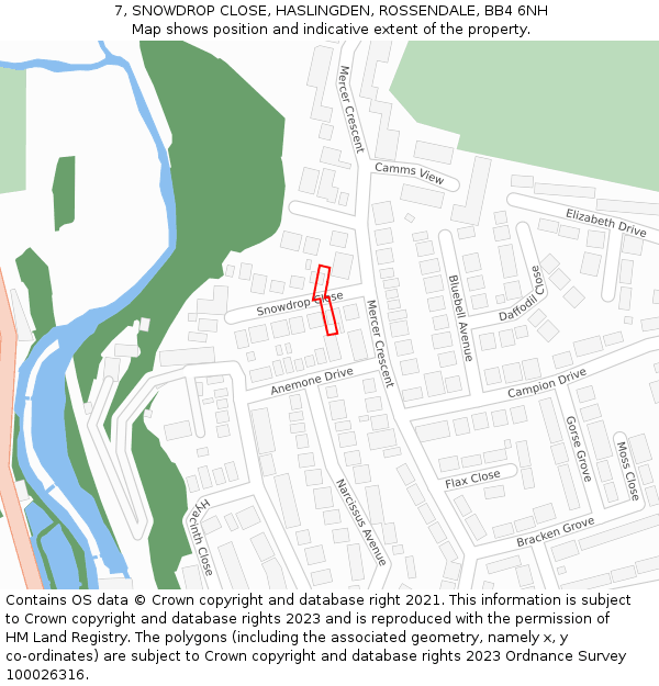 7, SNOWDROP CLOSE, HASLINGDEN, ROSSENDALE, BB4 6NH: Location map and indicative extent of plot